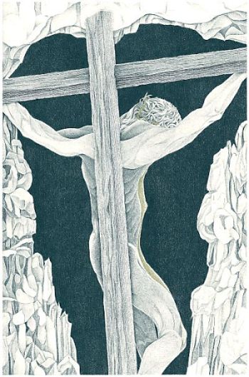 Drawing by Marian Damerell: Why hast Thou forsaken me?