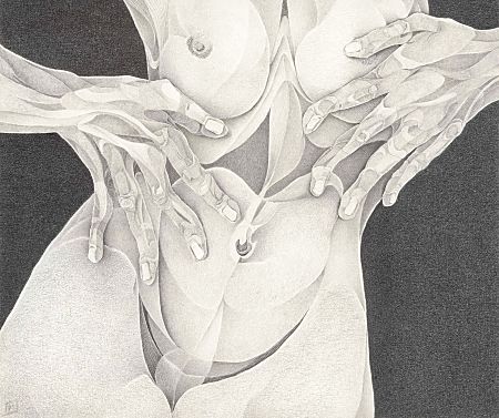 Drawing by Marian Damerell: Nude V