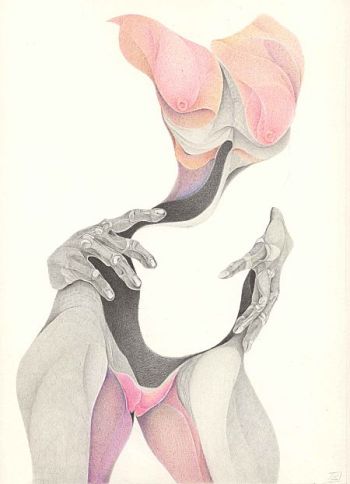 Drawing by Marian Damerell: Nude Rhythm